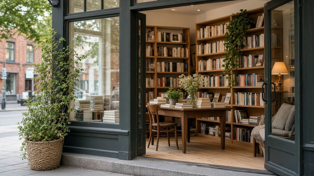Independent bookstore workspace at Elimitypto Books